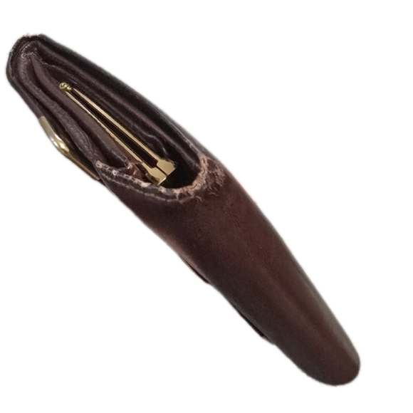 Authentic Vintage Large Cartier Burgundy Leather Wallet With Kisslock Coin Pouch - Picture 5 of 10